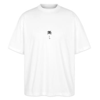 Palme - Stanley/Stella Oversized Unisex Bio T-Shirt Blaster 2.0 - Weiß - Vorne - Alina (178cm) & Michal (187cm)