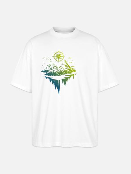 Berge Symbol Kompass - Stanley/Stella Oversized Unisex Bio T-Shirt Blaster 2.0 - Weiß