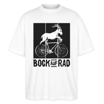 BOCK AUF RAD RADFAHRER RADSPORT RENNRAD FAHRRAD - Stanley/Stella Oversized Unisex Bio T-Shirt Blaster 2.0 - Weiß - Vorne - Alina (178cm) & Michal (187cm)