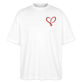 Herz Symbol - Stanley/Stella Oversized Unisex Bio T-Shirt Blaster 2.0 - Weiß - Vorne - Alina (178cm) & Michal (187cm)