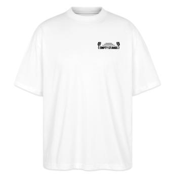 Empty Stands Logo - Stanley/Stella Oversized Unisex Bio T-Shirt Blaster 2.0 - Weiß - Vorne - Alina (178cm) & Michal (187cm)