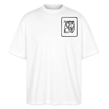 Casan's-Primat - Stanley/Stella Oversized Unisex Bio T-Shirt Blaster 2.0 - Weiß - Vorne - Alina (178cm) & Michal (187cm)