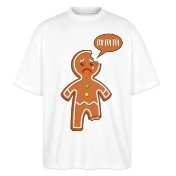 Lebkuchenmann Mimimi Mi Mi Mi Lustige Sprüche - Stanley/Stella Oversized Unisex Bio T-Shirt Blaster 2.0 - Weiß - Vorne - Alina (178cm) & Michal (187cm)