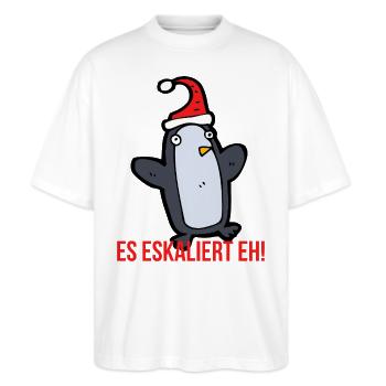 Es eskaliert eh! - Stanley/Stella Oversized Unisex Bio T-Shirt Blaster 2.0 - Weiß - Vorne - Alina (178cm) & Michal (187cm)