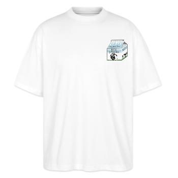 Ziegel-Power aus Kuhmilch - Stanley/Stella Oversized Unisex Bio T-Shirt Blaster 2.0 - Weiß - Vorne - Alina (178cm) & Michal (187cm)