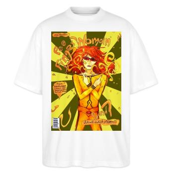 PeeFingerWoman - Stanley/Stella Oversized Unisex Bio T-Shirt Blaster 2.0 - Weiß - Vorne - Alina (178cm) & Michal (187cm)