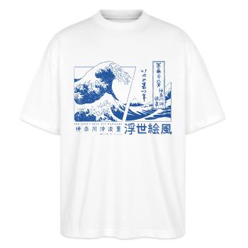 die große Welle vor Kanagawa Japan - Stanley/Stella Oversized Unisex Bio T-Shirt Blaster 2.0 - Weiß - Vorne - Alina (178cm) & Michal (187cm)