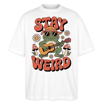 Hippie Stay Weird - Stanley/Stella Oversized Unisex Bio T-Shirt Blaster 2.0 - Weiß - Vorne - Alina (178cm) & Michal (187cm)