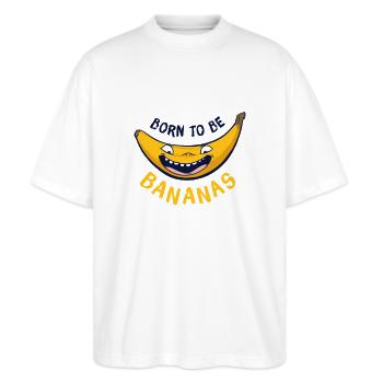 Bananen-Geschenk geboren, um verrücktes Hemd der Bananen zu sein - Stanley/Stella Oversized Unisex Bio T-Shirt Blaster 2.0 - Weiß - Vorne - Alina (178cm) & Michal (187cm)