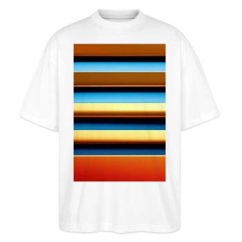 Buntes Muster, Streifen - Stanley/Stella Oversized Unisex Bio T-Shirt Blaster 2.0 - Weiß - Vorne - Alina (178cm) & Michal (187cm)