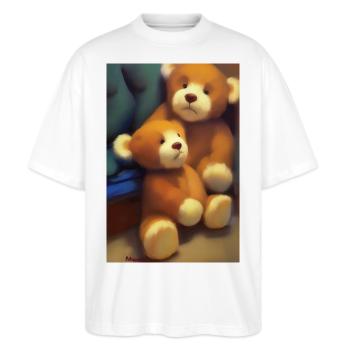 Teddybär - Stanley/Stella Oversized Unisex Bio T-Shirt Blaster 2.0 - Weiß - Vorne - Alina (178cm) & Michal (187cm)