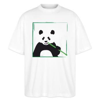 panda - Stanley/Stella Oversized Unisex Bio T-Shirt Blaster 2.0 - Weiß - Vorne - Alina (178cm) & Michal (187cm)