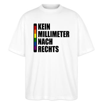 kein millimeter nach rechts - Stanley/Stella Oversized Unisex Bio T-Shirt Blaster 2.0 - Weiß - Vorne - Alina (178cm) & Michal (187cm)