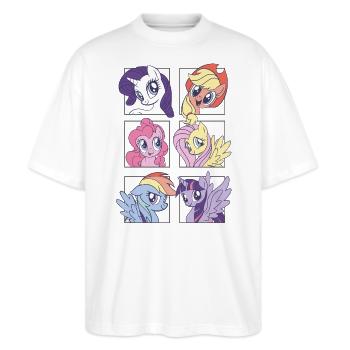 My Little Pony Design Twilight Sparkle & Freunde - Stanley/Stella Oversized Unisex Bio T-Shirt Blaster 2.0 - Weiß - Vorne - Alina (178cm) & Michal (187cm)