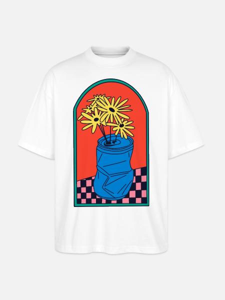 Blumen in zerdrückter Dose - Stanley/Stella Oversized Unisex Bio T-Shirt Blaster 2.0 - Weiß