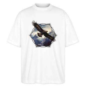 Adler - Stanley/Stella Oversized Unisex Bio T-Shirt Blaster 2.0 - Weiß - Vorne - Alina (178cm) & Michal (187cm)