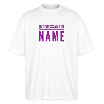 interessanter Name - Stanley/Stella Oversized Unisex Bio T-Shirt Blaster 2.0 - Weiß - Vorne - Alina (178cm) & Michal (187cm)