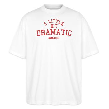 Girls Club Mean Girls A Little Bit Dramatic - Stanley/Stella Oversized Unisex Bio T-Shirt Blaster 2.0 - Weiß - Vorne - Alina (178cm) & Michal (187cm)