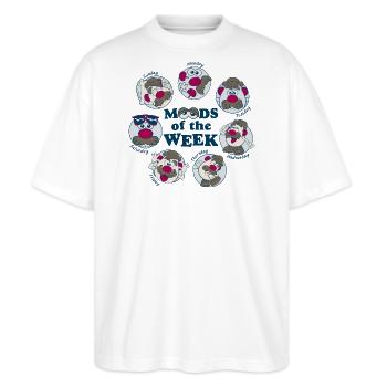 Mr. Potato Head Moods of the Week - Stanley/Stella Oversized Unisex Bio T-Shirt Blaster 2.0 - Weiß - Vorne - Alina (178cm) & Michal (187cm)