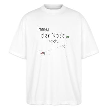 Mantrailing - Stanley/Stella Oversized Unisex Bio T-Shirt Blaster 2.0 - Weiß - Vorne - Alina (178cm) & Michal (187cm)