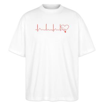 Herzschlag Design mit Stethoskop - Stanley/Stella Oversized Unisex Bio T-Shirt Blaster 2.0 - Weiß - Vorne - Alina (178cm) & Michal (187cm)