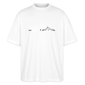 Trail Running Sport - Stanley/Stella Oversized Unisex Bio T-Shirt Blaster 2.0 - Weiß - Vorne - Alina (178cm) & Michal (187cm)