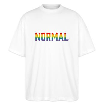 Regenbogen normal tshirt LGBT lgbtqi queer - Stanley/Stella Oversized Unisex Bio T-Shirt Blaster 2.0 - Weiß - Vorne - Alina (178cm) & Michal (187cm)