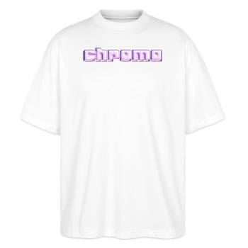 Chroma Candy - Stanley/Stella Oversized Unisex Bio T-Shirt Blaster 2.0 - Weiß - Vorne - Alina (178cm) & Michal (187cm)