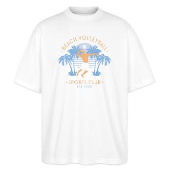 Beach Volleyball - Stanley/Stella Oversized Unisex Bio T-Shirt Blaster 2.0 - Weiß - Vorne - Alina (178cm) & Michal (187cm)