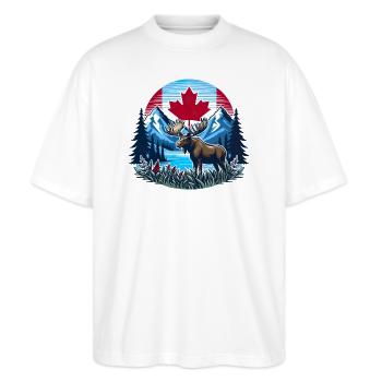 Kanada 24 - Stanley/Stella Oversized Unisex Bio T-Shirt Blaster 2.0 - Weiß - Vorne - Alina (178cm) & Michal (187cm)