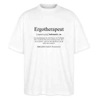 Ergotherapeut Wortdefinition - Stanley/Stella Oversized Unisex Bio T-Shirt Blaster 2.0 - Weiß - Vorne - Alina (178cm) & Michal (187cm)