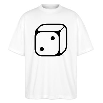2er Würfel (Zwei / 1C) - Stanley/Stella Oversized Unisex Bio T-Shirt Blaster 2.0 - Weiß - Vorne - Alina (178cm) & Michal (187cm)