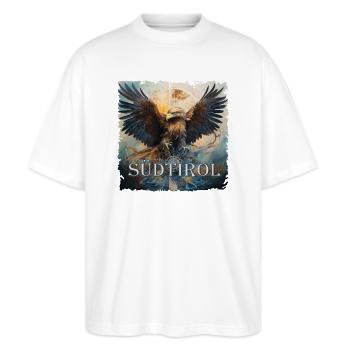 Südtiroler Adler dem Land die Treue Geschenk Adler - Stanley/Stella Oversized Unisex Bio T-Shirt Blaster 2.0 - Weiß - Vorne - Alina (178cm) & Michal (187cm)
