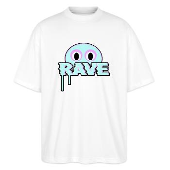 Rave - Stanley/Stella Oversized Unisex Bio T-Shirt Blaster 2.0 - Weiß - Vorne - Alina (178cm) & Michal (187cm)