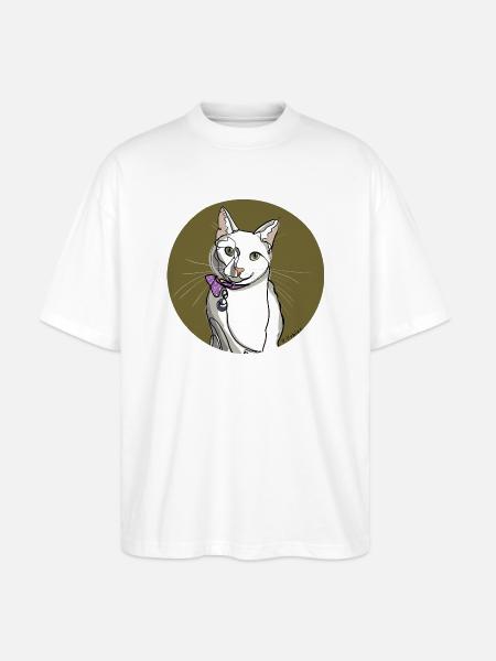 Katze Illustration - Stanley/Stella Oversized Unisex Bio T-Shirt Blaster 2.0 - Weiß