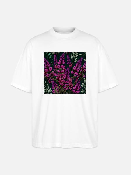 Lila Blüten - Stanley/Stella Oversized Unisex Bio T-Shirt Blaster 2.0 - Weiß