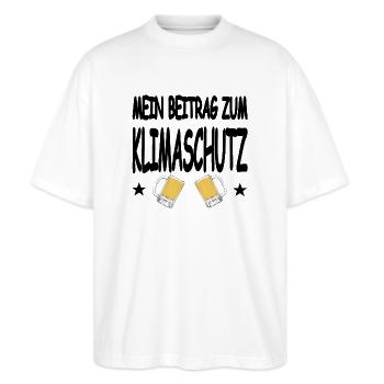 Klimaschutz - Stanley/Stella Oversized Unisex Bio T-Shirt Blaster 2.0 - Weiß - Vorne - Alina (178cm) & Michal (187cm)