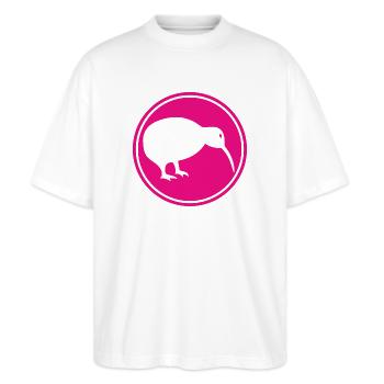 Kiwi - Neuseeland - New Zealand - Maori - Aotearoa - Stanley/Stella Oversized Unisex Bio T-Shirt Blaster 2.0 - Weiß - Vorne - Alina (178cm) & Michal (187cm)