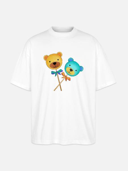 Lollis Dauerlutscher-Bärchen - Stanley/Stella Oversized Unisex Bio T-Shirt Blaster 2.0 - Weiß