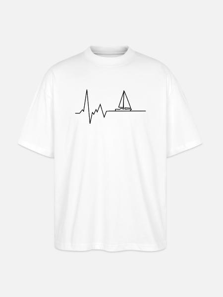herzschlag segelboot - Stanley/Stella Oversized Unisex Bio T-Shirt Blaster 2.0 - Weiß