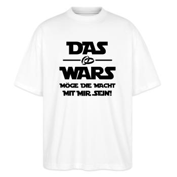 das wars möge die macht 001 - Stanley/Stella Oversized Unisex Bio T-Shirt Blaster 2.0 - Weiß - Vorne - Alina (178cm) & Michal (187cm)