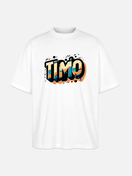 Timo Name Graffiti - Stanley/Stella Oversized Unisex Bio T-Shirt Blaster 2.0 - Weiß