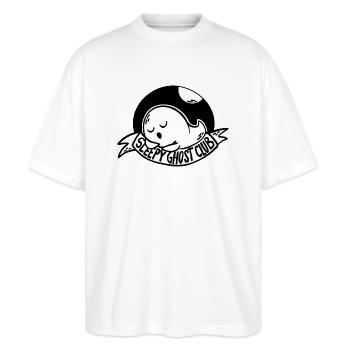 Sleepy Ghost Club - Stanley/Stella Oversized Unisex Bio T-Shirt Blaster 2.0 - Weiß - Vorne - Alina (178cm) & Michal (187cm)