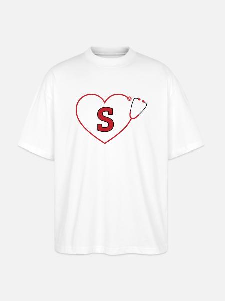 Buchstaben-Stethoskop - Stanley/Stella Oversized Unisex Bio T-Shirt Blaster 2.0 - Weiß