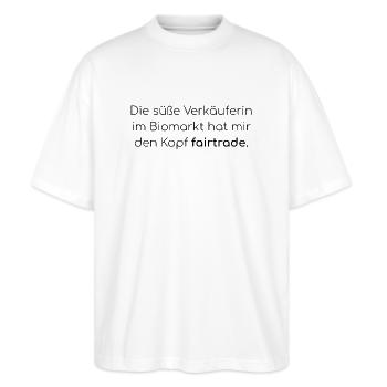 fairtrade - Stanley/Stella Oversized Unisex Bio T-Shirt Blaster 2.0 - Weiß - Vorne - Alina (178cm) & Michal (187cm)