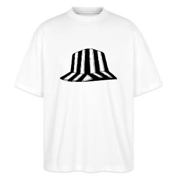 Urahara Hut - Stanley/Stella Oversized Unisex Bio T-Shirt Blaster 2.0 - Weiß - Vorne - Alina (178cm) & Michal (187cm)