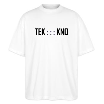 Tekkno 1 - Stanley/Stella Oversized Unisex Bio T-Shirt Blaster 2.0 - Weiß - Vorne - Alina (178cm) & Michal (187cm)