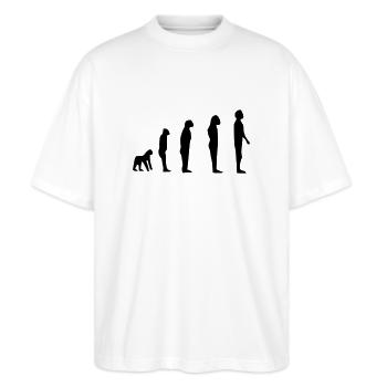 Darwin Evolution - Stanley/Stella Oversized Unisex Bio T-Shirt Blaster 2.0 - Weiß - Vorne - Alina (178cm) & Michal (187cm)
