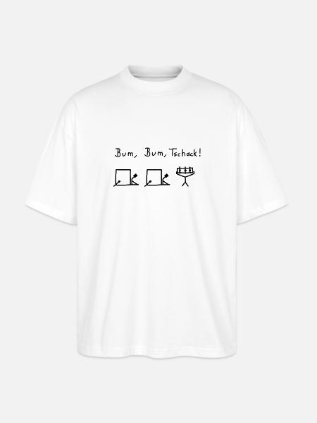 Bum Bum Tschack! Schwarz - Stanley/Stella Oversized Unisex Bio T-Shirt Blaster 2.0 - Weiß