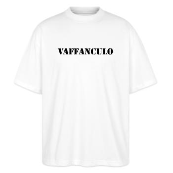 italienisch - Stanley/Stella Oversized Unisex Bio T-Shirt Blaster 2.0 - Weiß - Vorne - Alina (178cm) & Michal (187cm)